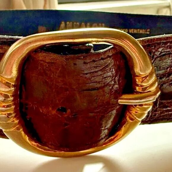 Trianon Annalou Genuine Crocodile Brown Belt Gold Hardware (Size 75/30 US) - Picture 4 of 11